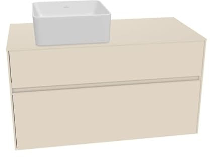 Villeroy & Boch Collaro Waschbeckenunterschrank 1000x548x500 mm, 2 Auszüge, für Waschbecken links, C03900, Farbe: Front/Korpus: Glossy White, Griff: White Matt