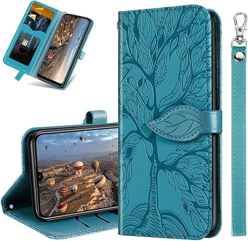 IMIRST Wallet Case for Apple iPhone 14 Plus - Premium Leather Card Slots Kickstand Flip Protective Case Cover for Apple iPhone 14 Plus, RX2 Tree Blue