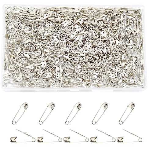 Hocansen 500 Stück Sicherheitsnadeln 20mm klein Mini Sicherheitsnadeln aus Metall für Nähen und Basteln Zubehör(Silber/BZ)