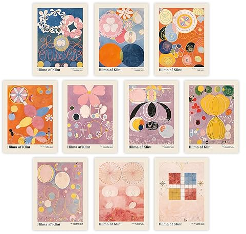 Hilma Af Klint Abstract Art - 12 Ästhetische Wandkunst und berühmte Kunstdrucke/Vintage Wall Prints, Famous Paintings Art For Room Aesthetic, Geometrische Wanddekoration für Zuhause (20X25CM)