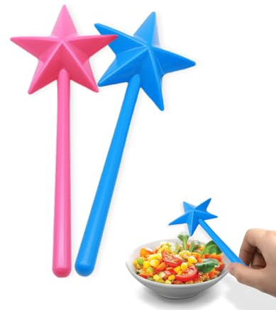 Ellxen Lot de 2 salières et poivrières magiques avec trous pour décoration de table, fournitures de cuisine de la maison, baguette magique en forme d'étoile, pour la cuisine (rose + bleu)