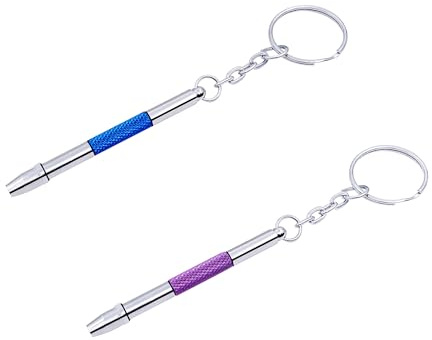 2 Stück Mini Brillen Schraubendreher, 4 in 1 Uhren Präzision Schraubendreher Set, Brillen Reparatur Set, Sunglass Watch Spielzeug Repair mit Schlüsselbund,Edelstahl Legierungs Uhrmacherwerkzeug