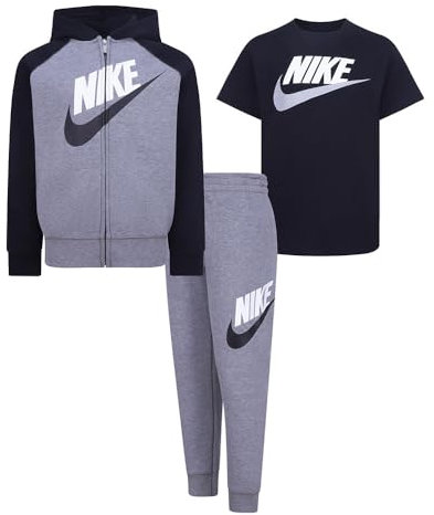 Nike NK Lot de 3 Boîtes de Rangement Blender, Gris/Blanc/Noir, 4-5 Ans Bébé garçon