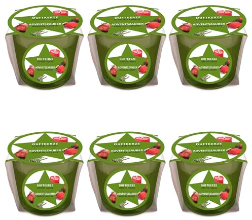 pajoma® Mini Duftkerze 6er-Set, Adventszauber - Weihnachten Edition | 45g Wachsgewicht, Brenndauer: 10 Stunden, in edler Geschenkverpackung | Premium Qualität