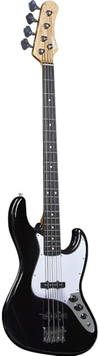Spencer by Eko – JB10 Black, bajo eléctrico de 4 cuerdas, cuerpo de álamo, mango de arce y teclado de 21 teclas de resina, 2 pastillas JB con controles separados de volumen y 1 tono, color negro