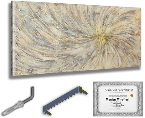Monica Mirafiori I 100% HANDGEMALT I Gemälde Implosion I 120x60cm | Gemälde Handgemalt | Acrylgemälde | Sehr Großes Acrylbild I Moderne Kunst I Kunstbilder