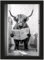 Hochlandrind auf WC, Poster DIN A4 mit Rahmen, Toilette Badezimmer Deko Bild, Wand-Deko Bilder Lustiges Geschenk
