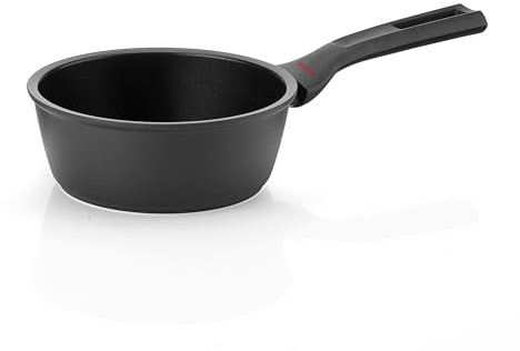 Guzzini - Casseruola ad un manico in alluminio, antiaderente, 16 cm, Nero COOK&PLUS
