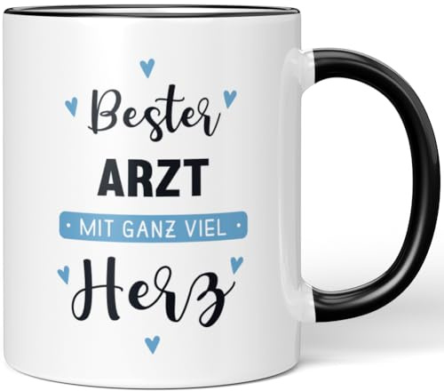 JUNIWORDS Tasse, Bester Arzt, mit ganz viel Herz, Schwarz (6034088)