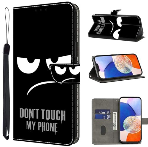TUOLISG Handyhülle für Xiaomi Redmi 13C/Xiaomi Poco C65,PU Leder Flip Wallet Case Stoßfeste Schutzhülle mit Kartenfächer und Standfunktion für Xiaomi Redmi 13C/Xiaomi Poco C65 -Nicht anfassen