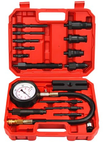 Bicos Dieselmotor-Kompressionsprüfer-Kit mit 0-1000 psi Messgerät und Adaptern Zylinderdruckprüfwerkzeug-Kit Diesel-Einspritzdüsen-Tester Prüfzylinder im Dieselauto & LKW