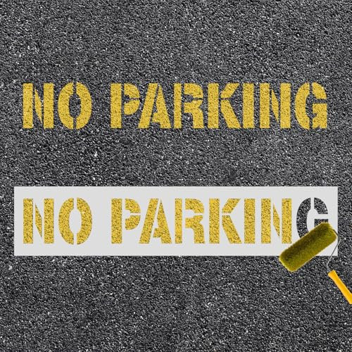 No Parking Stencil, 4 Inch Letter Stencils Flexible Silicone Private Parking Lot Paint Templates Parking Lot Stencils for Traffic Pavement Road Curb Spray Paint Marking