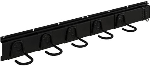 SPORTNOW Support mural pour vélos, porte-vélos mural rangement pour 5 vélos et 3 casques, crochets de rangement réglables, porte-vélos, 121,5 x 10 cm noir