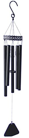 Pitadue Großes Klangspiel für den Außenbereich, 91,4 cm, Beileidsspiel für draußen, mit 5 Röhren, gestimmt, entspannend, Schwarz