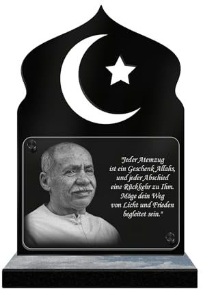 ETERNEL - Personalisierte Grabplatte Halbmond Islam - Foto und Text anpassbar, lasergravierte Grabplatte zur Ehrung, Plexiglass, Grabplatte, Friedhof, Verstorbener