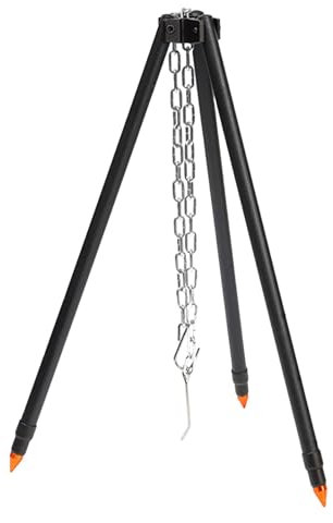 Outdoor Heavy Duty Grilling Tripod Stand, Fire Camping Cooking Grill Supplies With Chain for Family Outings