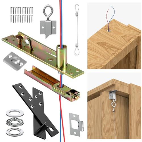 Bisagras pivotantes de puerta, bisagras ocultas ocultas, bisagra capaz de pasar alambre para estantería de puerta oculta y puerta secreta, estantería de puerta Murphy (tipo de agujero de rosca
