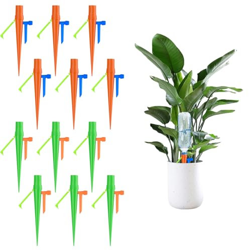 Yuqilin Riego por Goteo,12 Piezas Kit Riego por Goteo,Autorriego para Macetas Riego Botella Goteos Autoriego Macetas Exterior Riego por Goteos Casero Sistema de Riego,para Macetas