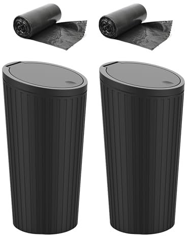 Pabbyeey 2 Stück Auto Mülleimer mit Deckel,Automülleimer Klein mit 2 Rollen Müllbeutel,Mini Auto Mülleimer Innenraum für Autos, Zuhause, Büro, Schlafzimmer, Wasserdicht und Geruchsdicht