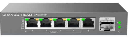 Grandstream GWN7700M Series GWN7700MP・Switch・unmanaged・5 x 2.5GBase-T + 1 x SFP+・Desktop・wandmontierbar・PoE (57 W) (GWN7700MP)
