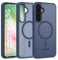 Opkiegrn Funda para Samsung Galaxy A56 5G compatible con MagSafe con 2 protectores de pantalla, [protección estándar militar] funda para teléfono móvil, antigolpes, translúcida mate, azul oscuro