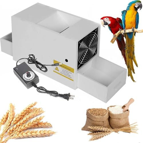 LHQYA Separatore Gusci Soffiati Mangime per Uccelli, Macchina per La Pulizia Semi Uccelli con Doppi Cassetti, Dimensioni del Cassetto: 14,6X12X6 Cm/Interruttore Regolazione Continua della velocità