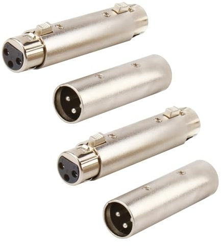 Duluok Lot de 4 Adaptateur de Changeur de Genre XLR vers XLR, 3 Broches Coupleur de Connecteur 2 Mâle à Mâle 2 Femelle à Femelle Compatible avec Microphone Mélangeur Amplificateur