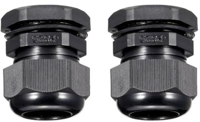MACHSWON 2Pcs PG25 Cable Gland – Durable Threaded Wire Connector with Locknut for 16-21mm Dia Cable Wire, Black