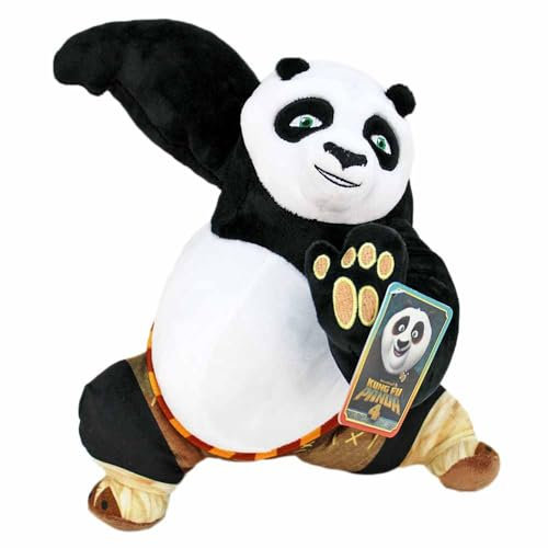 BEMIRO Kung Fu Panda 4 Kuscheltier – 30–40 cm – Original Lizenzartikel – Mit recyceltem Innenfutter (Po Kampf)