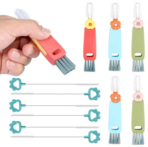 Lot de 12 brosses de nettoyage 3 en 1 - Longue brosse courte - Pour nettoyer les verres, les biberons, les gobelets de sport, les verres à vin, les tasses à thé