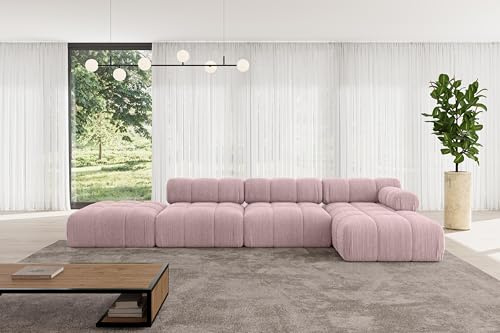 ALTDECOR Modulares Sofa Ecksofa in L-Form Corner modular Sofa Eckcouch Couch Wohnlandschaft Cauchsofa Polstersofa Lizur-L2-380x160x70 cm Rosa