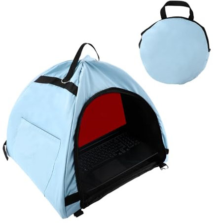 Laptop Shade Cover, Universal Laptop Sun Tent with Side Pockets Shoulder Strap Storage Bag for Working Outside Outdoor Foldable Privacy Hood Computer Sun Glare Shield Accessories Parts(Blue)