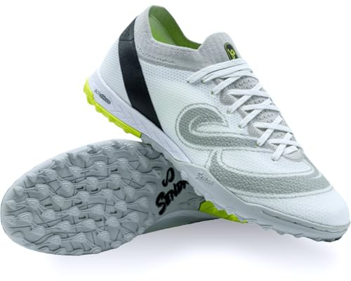 SENDA Pampa Pro Turf Soccer Shoes, Men's Size 9 / Women's Size 10, White/Grey/Lime