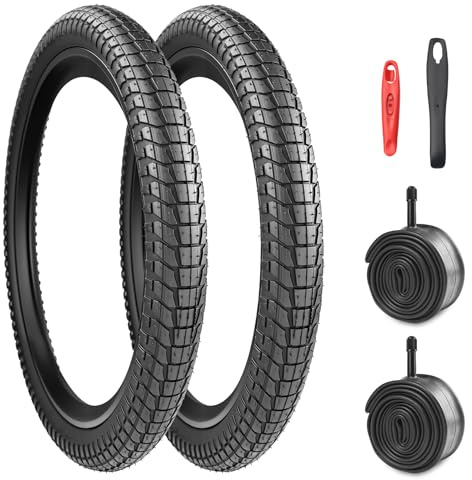 2-Set Faltbar 20 Zoll Fahrradreifen 20x1.95/2.1/2.25 Mantel mit 2-Pack Schlauch 50/53/57-406 Bike Tires Fuer MTB/BMX
