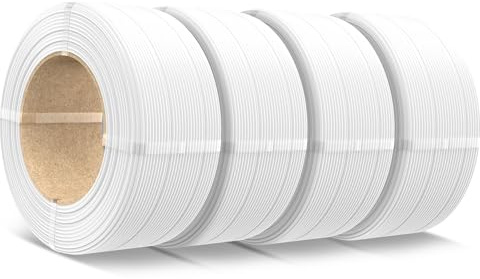 SUNLU PLA Filament Nachfüllung 1,75mm, PLA 3D-Drucker Filament Geeignet für Bambu und SUNLU 3rd Wiederverwendbare Spule, Maßgenauigkeit +/- 0,02 mm, 0,5 kg pro Spule, 4 Pack, 4 Weiß