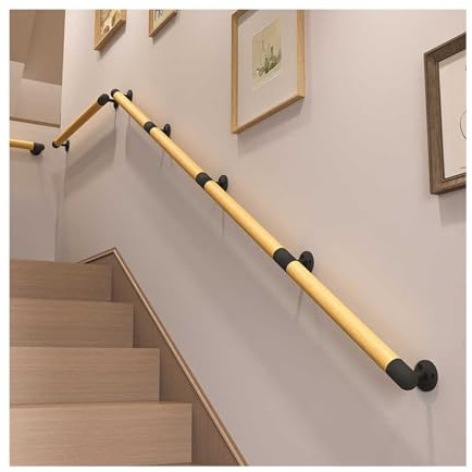 HBOOMOEM Corrimano In Legno，Corrimano Per Scale In Legno Antiscivolo，Passamano Per Scale Interne Esterne，Adatto Per Interni, Corridoi, Soffitte, Terrazze, Asili.(180CM/70.9in)