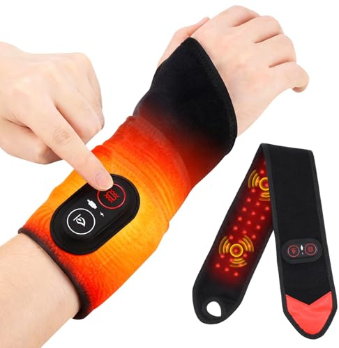 OBEST Kabelloses Handgelenk Heizkissen mit Vibration,Wiederaufladbare Beheizte Handgelenkbandage zur Linderung von Handschmerzen,Rotlicht-Heizkissen für Frauen und Männer,Handgelenk,Arm,Bein,Knöchel