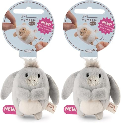 NICI Kuscheltier Esel Earl 5cm - grau - Weiches Plüschtier – niedliches Stofftier zum Kuscheln & Spielen – tolle Geschenkidee für Kinder & Erwachsene | 62373 (Packung mit 2)