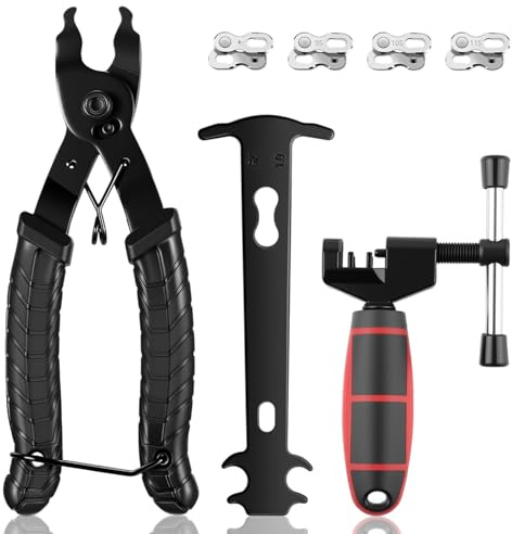 Gykutix Kit di Bici Professionale, Smagliacatena Attrezzi per Catena Bicicletta con Pinza Catena Bici, 4 Maglie Rapide, Spezzacatena Universale per 6-7-8-9-10-11-12 velocità MTB Bicicletta da Corsa