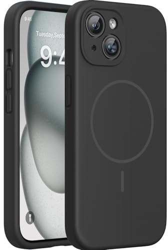 miracase for iPhone 15 Case, Drop Protection with Lens Protection | Enhanced Each Lens Protection, Scratch-resistant,Shockproof Silicone Phone Case 15, 6.1,Dark Black