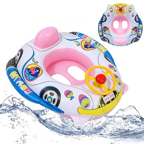 XIMEI Schwimmring Baby, Schwimmreifen Baby mit Lenkrad, Schwimmhilfe Kinder, Automobil Schwimmring Pool Strand Urlaub für Kinder 1-5 Jahren, Wasser Spielzeug