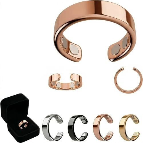 Neovolta VitalRing zum Abnehmen, Magnetfeldtherapie Ring mit 4 Neodym Magneten, Verstellbarer Magnetring Damen mit Akupressur für Wechseljahre Alltag und Entspannung (Rose Gold)