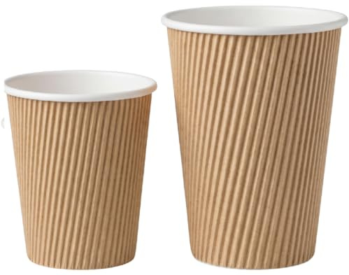 Venuscello® 300 x Kraft Paper Coffee Cups 4oz (120ml) Hot Drink Cups Bulk Double Wall Insulated Takeaway Cups for Coffee Tea Vending Cafe Use Leak Resistant Paper Cups
