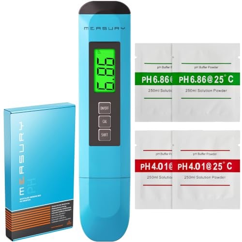 Measury pH Messgerät Pool Digital 0.00-14.00 - pH Meter Wasser Urin Wein | pH Wert Tester mit Genauigkeit ± 0.1 - pH Messer für Poolwasser, Trinkwasser, Teich, Hydroponic, Bier, Milch und Aquarium