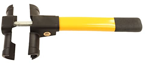 CHICIRIS Steering Wheel Lock Universal Car Steering Wheel T Lock Carbon Steel and Zinc Alloy with 2 Keys Visible Yellow Grip Anti Rotation Design for Most Cars Drivers Parking