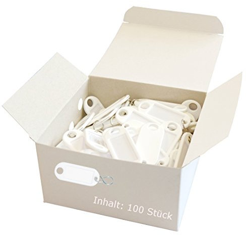 Wedo 262803400 Schlüsselanhänger Kunststoff (mit S-Haken, auswechselbare Etiketten) 100 Stück, weiß