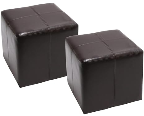 Mendler 2er-Set Sitzwürfel Hocker Sitzhocker Onex, Leder + Kunstleder, 36x36x36cm FSC®-Zertifiziert - braun