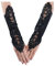 Legou Brauthandschuhe kurz Fingerlos Spitze Lace Hochzeit Schwarz 18cm