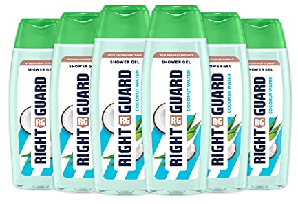 Right Guard Women Shower Gel Body Wash with Coconut Extract, Multipack, 250 ml (Pack of 6)