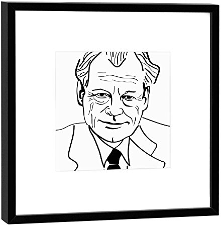 COGNOSCO Grafik mit dunklem Rahmen - Wandbild - Politiker - 52x52 cm - Motiv: Willy Brandt